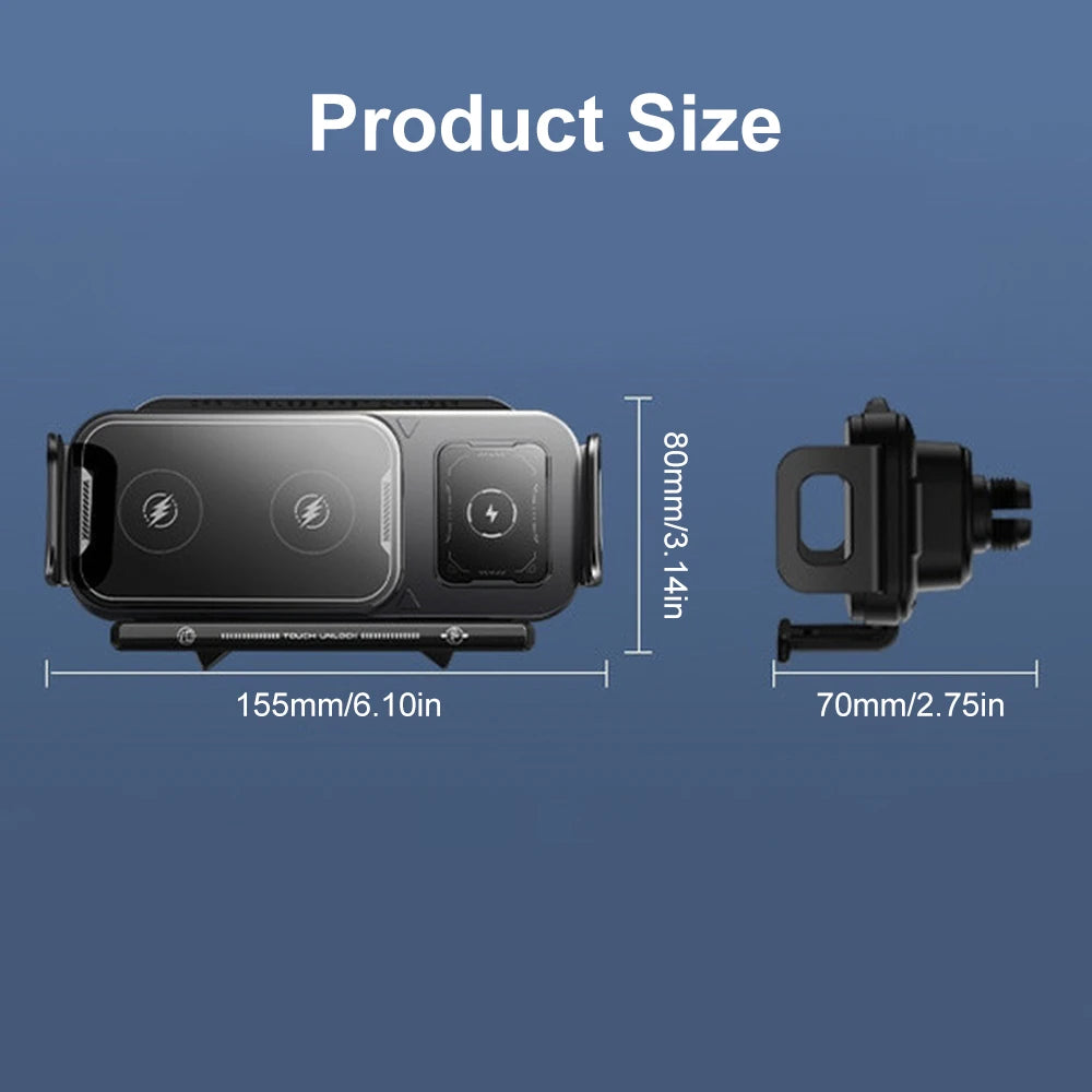 New Universal Phone Holder Car Wireless Charger Mobile Phone Holder Mount Intelligent Induction Electric Rotation Charging Stand
