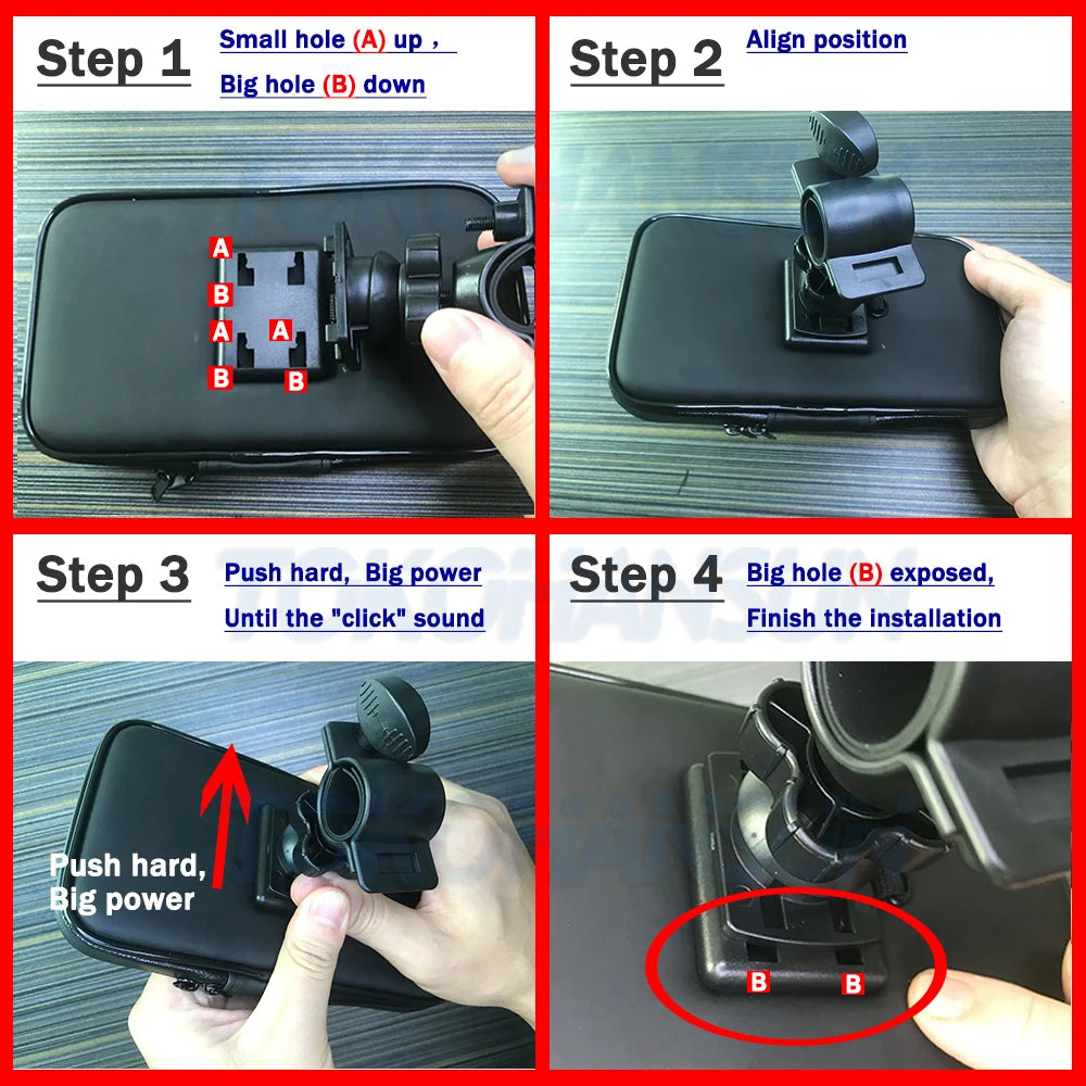 Separate Accessories! Universal Bicycle Motorcycle Phone Holder Waterproof Zipper Pocket Cellphone Handlebar Mount (Not a set)