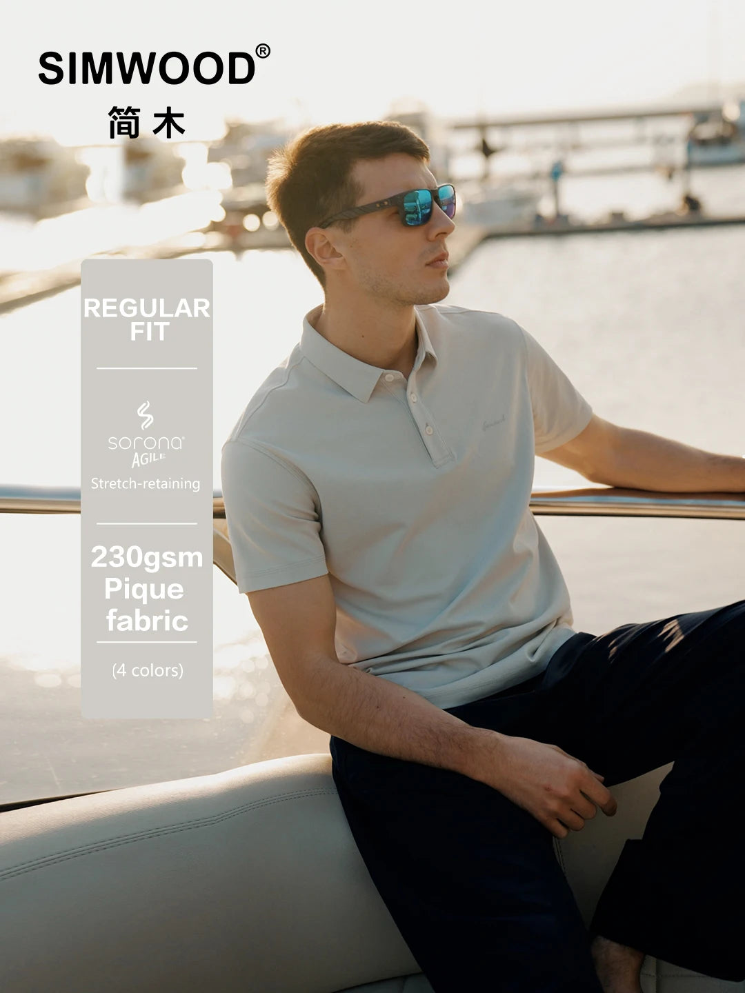 SIMWOOD 2026 Summer New 230gsm Sorona Cotton Pique Polo Shirt Men Regular Fit Short Sleeve Breathable Smart Casual Golf T-Shirt