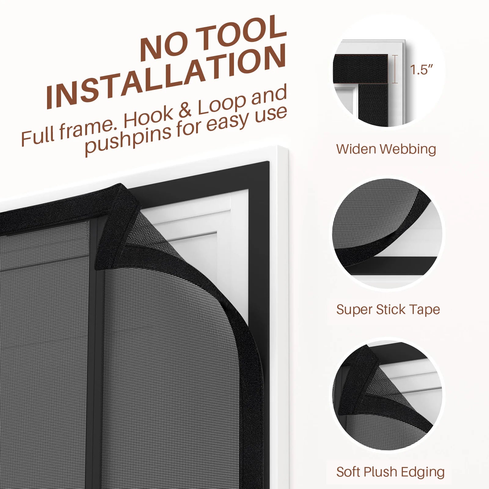 Magnetic Screen Door for Sliding & French Doors Double-Sided Opening Screen Reinforced Mesh with Strong Magnets for Large Front