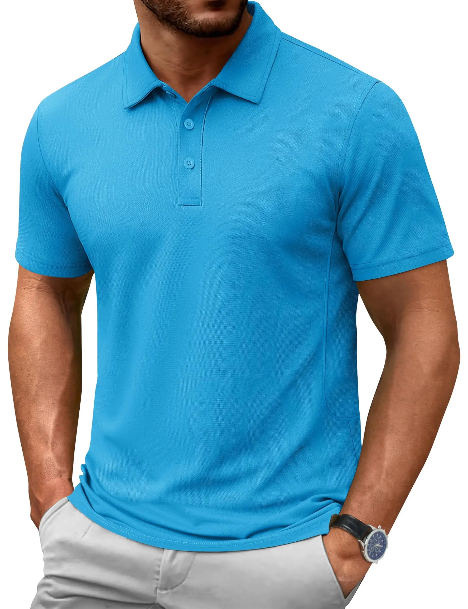 TACVASEN Summer 72% Cotton Polos T-shirts Mens Breathable Golf Polo T-Shirt Active Sport Hiking Tee shirts Casual Work Tops Male