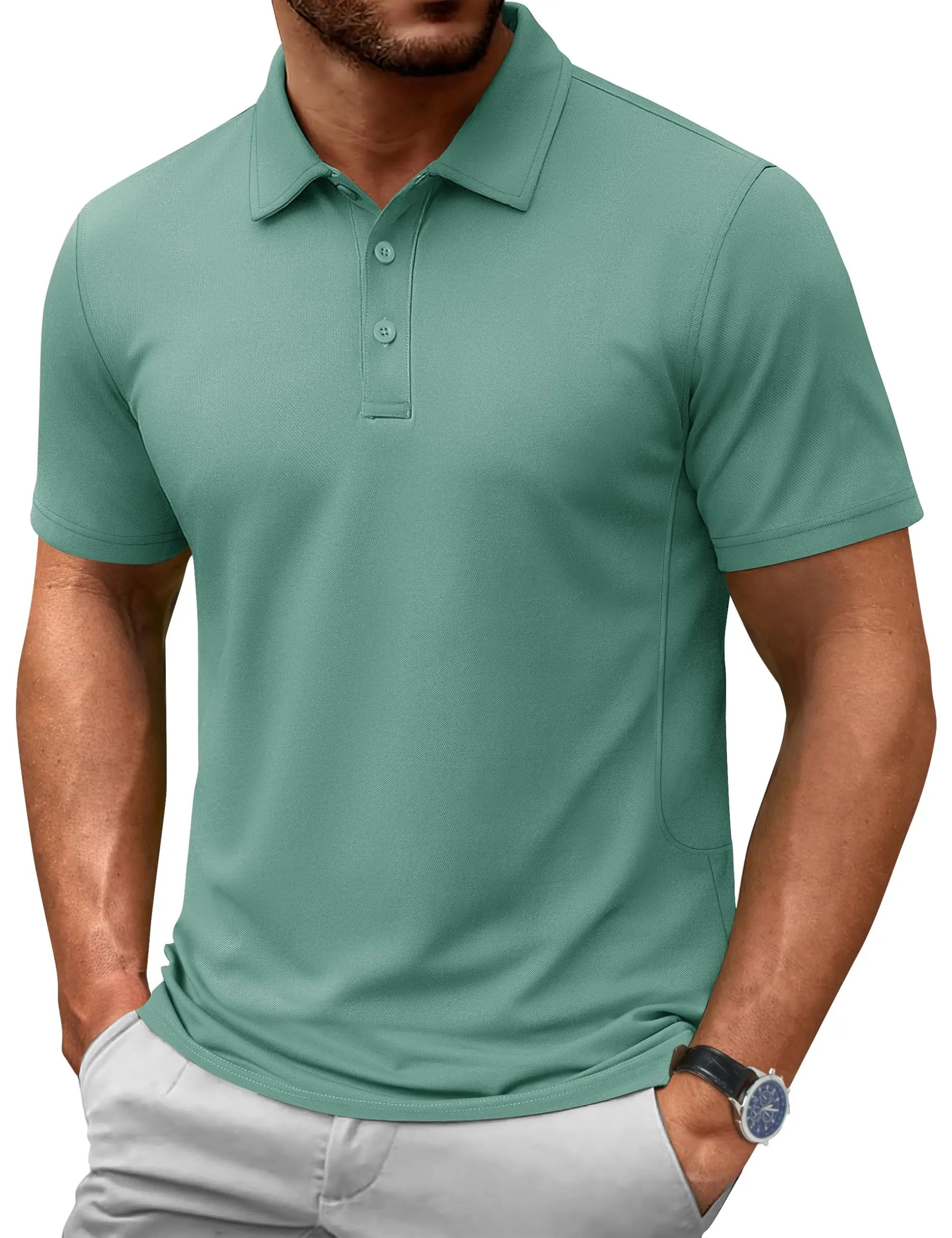 TACVASEN Summer 72% Cotton Polos T-shirts Mens Breathable Golf Polo T-Shirt Active Sport Hiking Tee shirts Casual Work Tops Male
