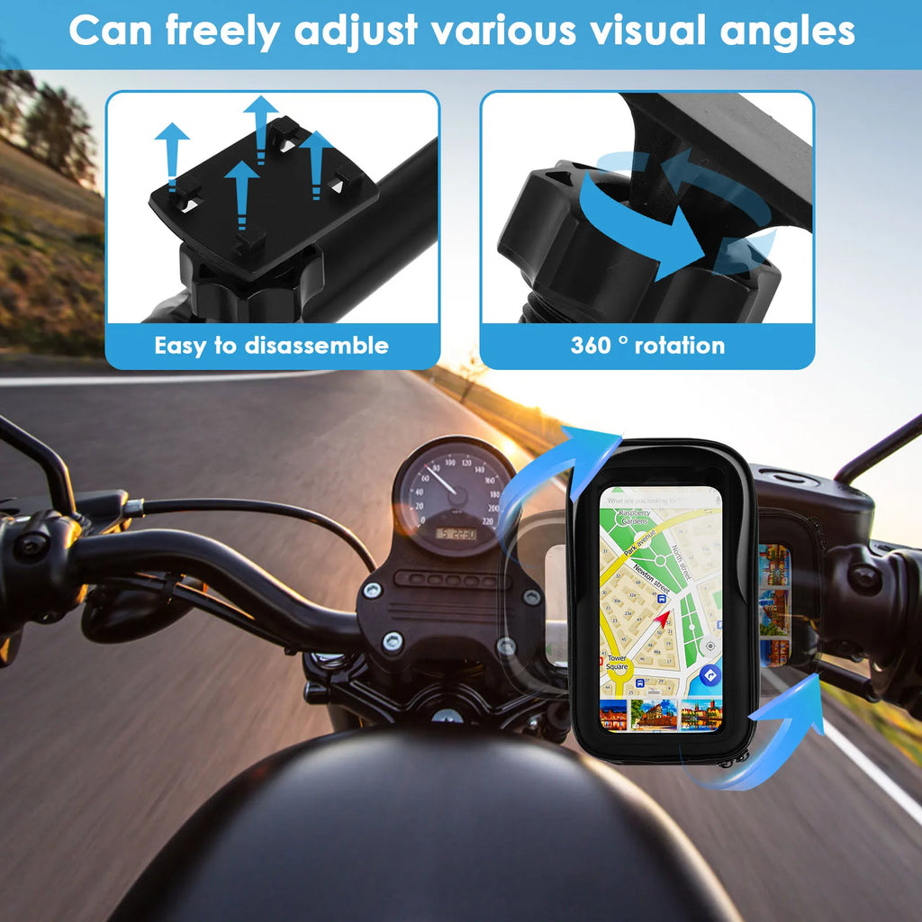 Waterproof Bicycle Cell Phone Holder Motorcycle Bike Handlebar Mobile Phone Bag For iPhone Huawei Realme Phone Stand Accessories