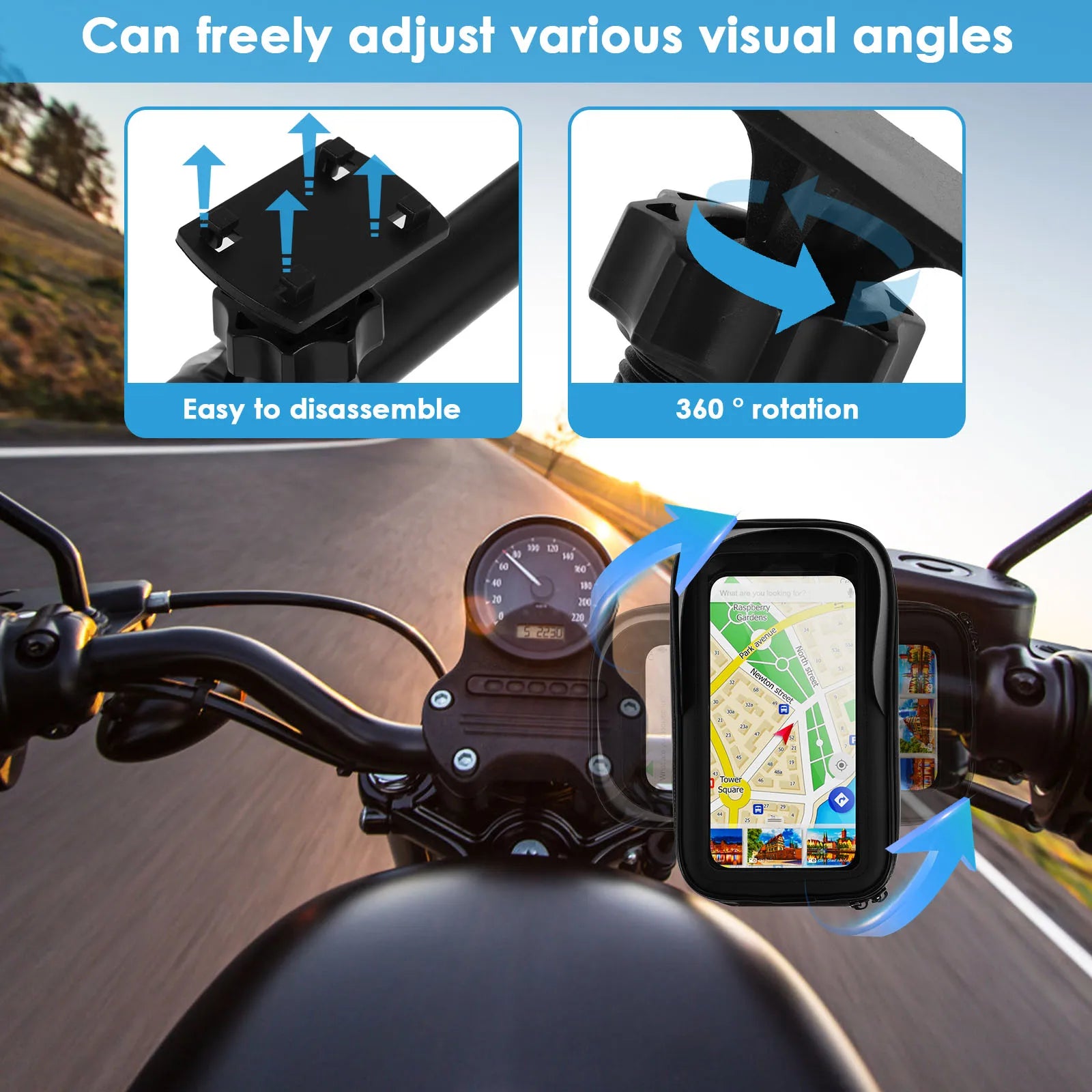 Waterproof Bicycle Cell Phone Holder Motorcycle Bike Handlebar Mobile Phone Bag For iPhone Huawei Realme Phone Stand Accessories