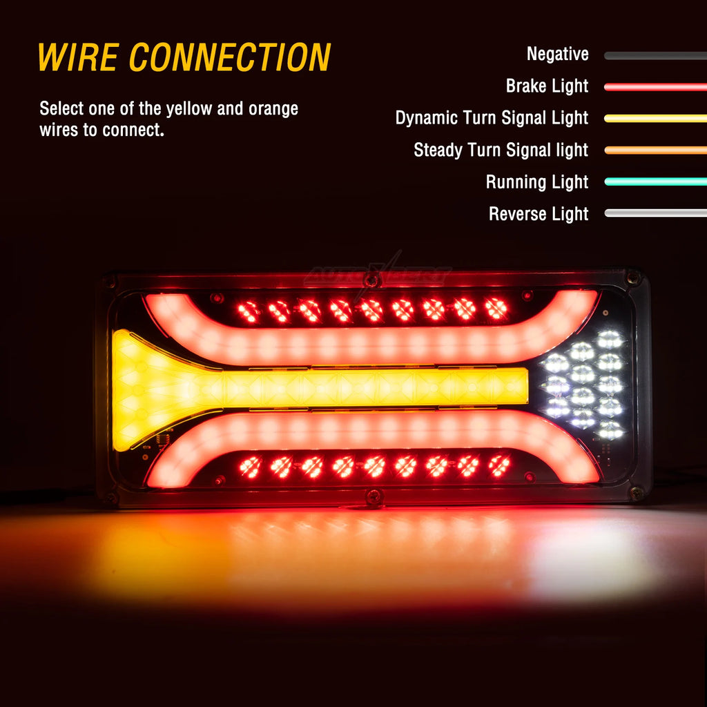 Truck Rear Tail Light Running Lamp Brake Stop LED For Tractor UTE Bus Van Trailer Lorry Flowing Turn Signal Blinker Indicator