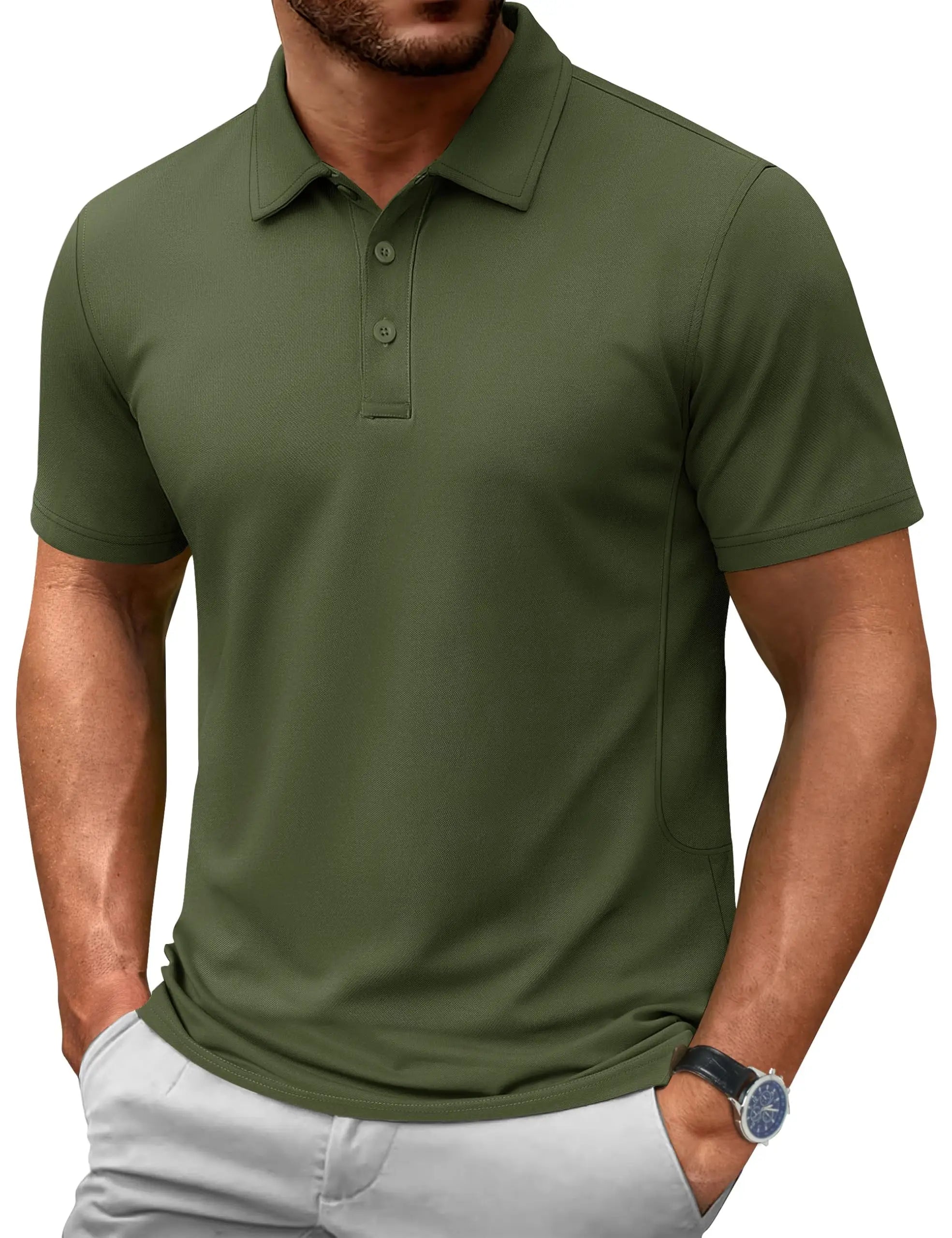 TACVASEN Summer 72% Cotton Polos T-shirts Mens Breathable Golf Polo T-Shirt Active Sport Hiking Tee shirts Casual Work Tops Male