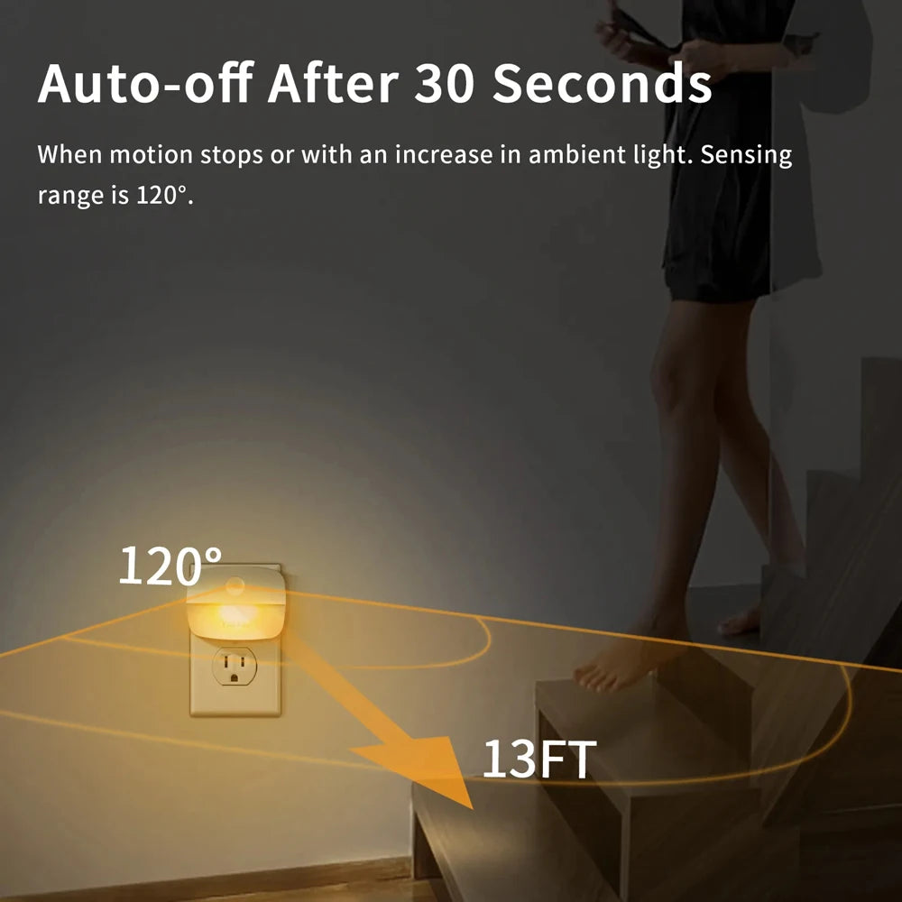 LED Night Light Motion Sensor EU Plug Lamp Nightlights For Children Bedroom Decoration Hallway Stairs WC Bedside Night Lamp