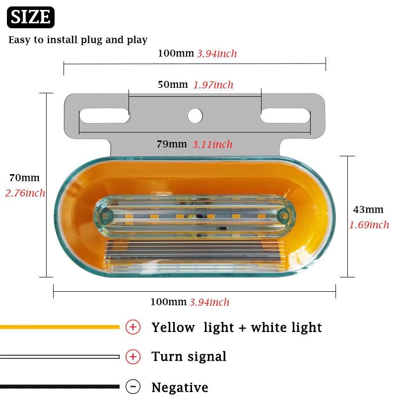 4pcs 24V LED Marker Lights Trailer Camion Clearance Lights for Volvo Truck Side Lights Cargo Lamp Lorry Tractor Turn Signals