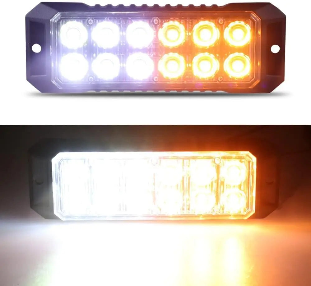 LED Flashing Strobe Lights for 12-24V Trucks 12LEDS Car Vehicle Mini Grille  Head Emergency Beacon Hazard Warning Lights