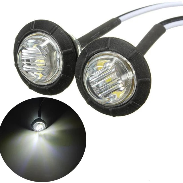 2 Pcs 3/4 Inch Mount LED Rear Side Marker Indicator Lights for Trucks, Traile ,Cab Marker, Boats 12V 24V RED GREEN YELLOW BLUE