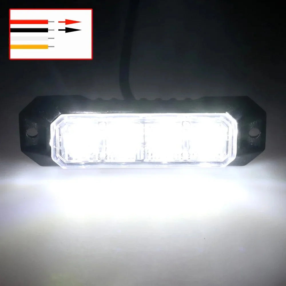 LED Flashing Strobe Lights for 12-24V Trucks 12LEDS Car Vehicle Mini Grille  Head Emergency Beacon Hazard Warning Lights