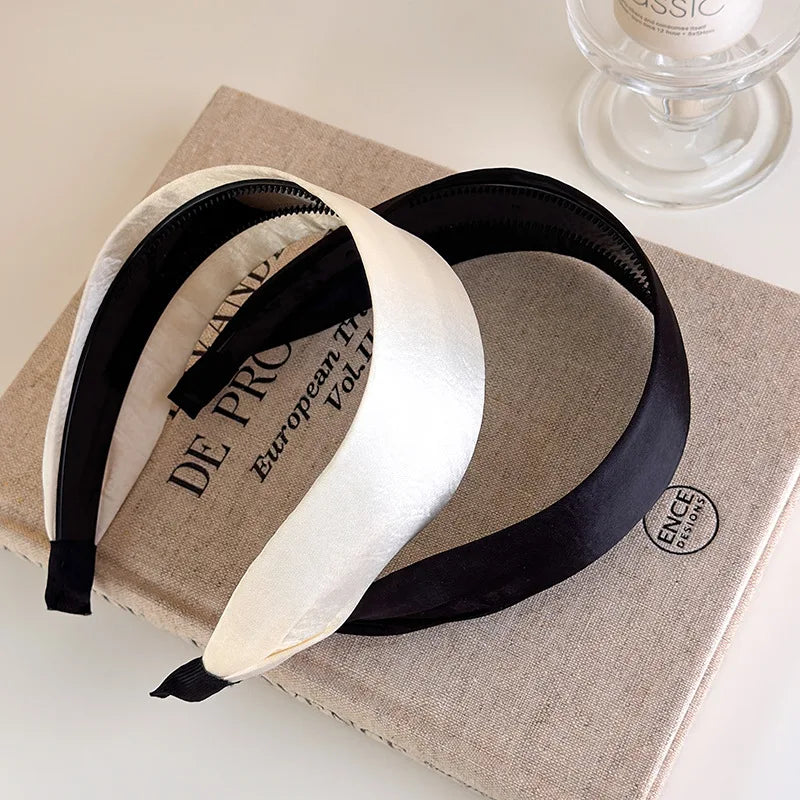 Satin Wide Headbands for Women Elegant Solid Color Hair Hoop Hairbands Wash Face Headwear Hair Bands Hair Accessories Headdress