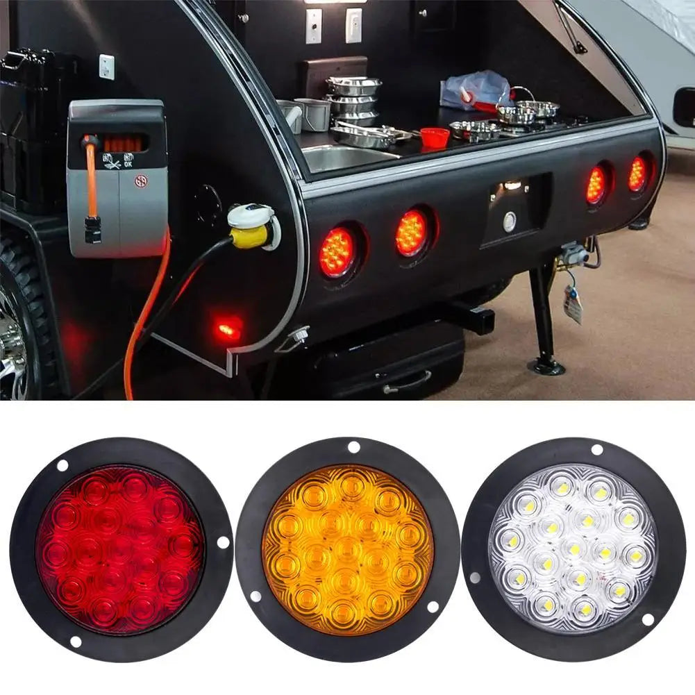 12V 24V Car Round LED Rear Tail Light Brake Stop Side Warning Reverse Truck Reflector Running Indicator Marker Trailer Lamp I0J7