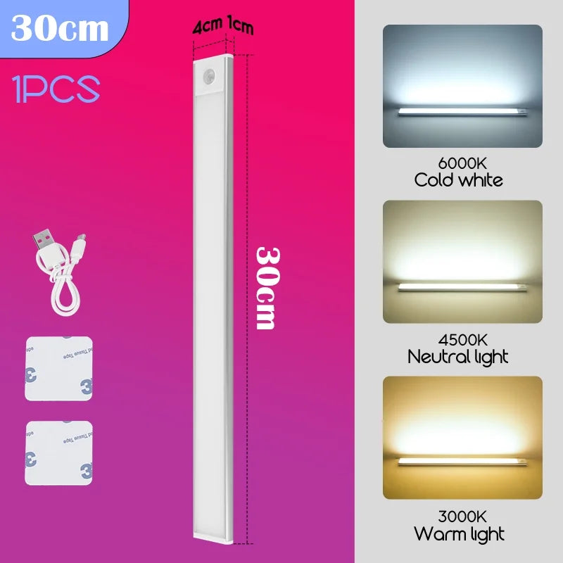 LED Motion Sensor Light Cabinet Lamp Wireless Dimmable LED Wall Lights Type-C Rechargeable Lights Kitchen Wardrobe Closet Aisle