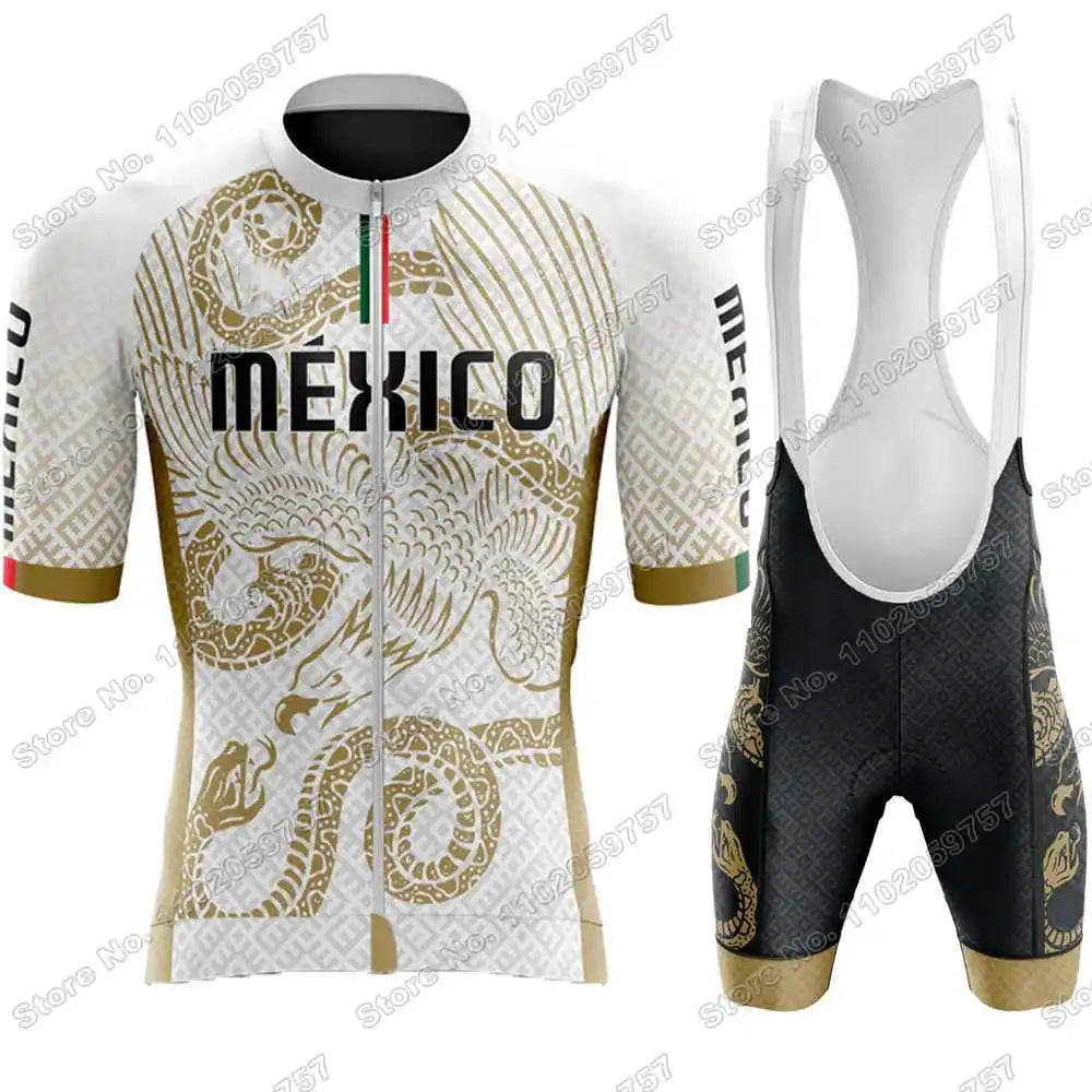 2026 Mexico Cycling Jersey Set The United Mexican States Cycling Clothing Mexican national emblem Eagle and Snake Road Bike Suit