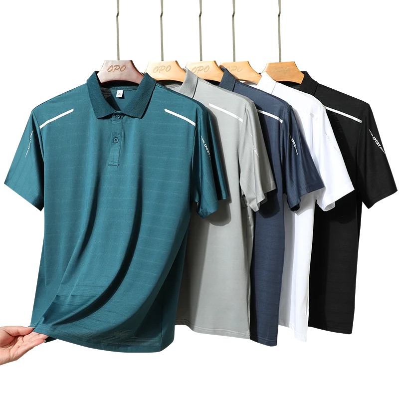 Men's Ice Silk Polo Shirt — Quick-Dry Breathable Sports T-Shirt