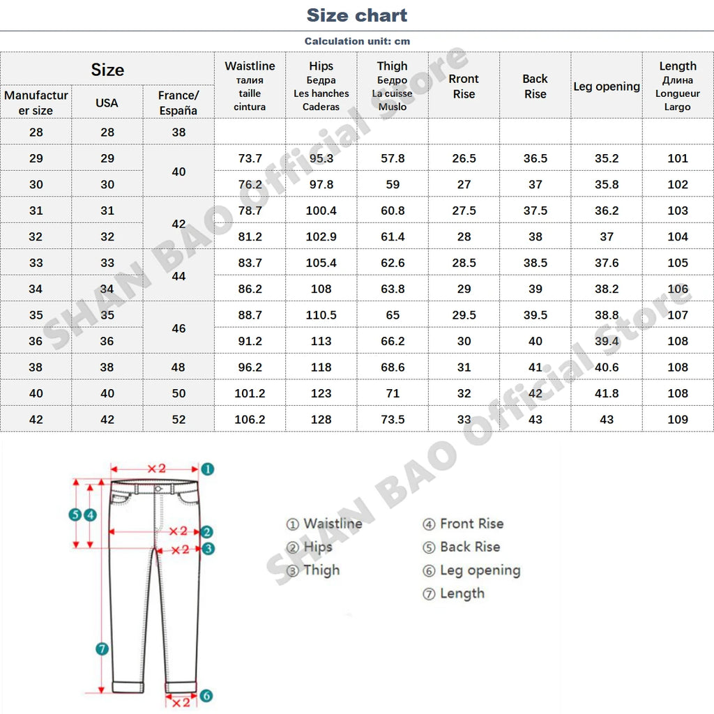 SHAN BAO 2026 autumn spring fitted straight stretch denim jeans classic style badge youth men's business casual jeans trousers