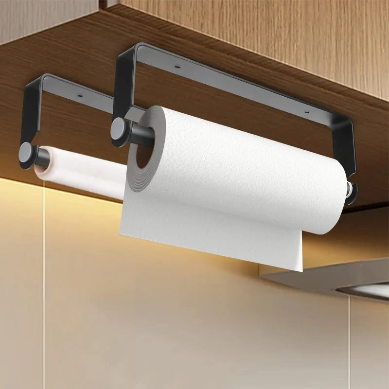 Kitchen  Paper Towel Holder  No-Drill Wall Mount Paper Towel Holders  Dishcloth Rack  Plastic Wrap and  Cloth Storage Hanging