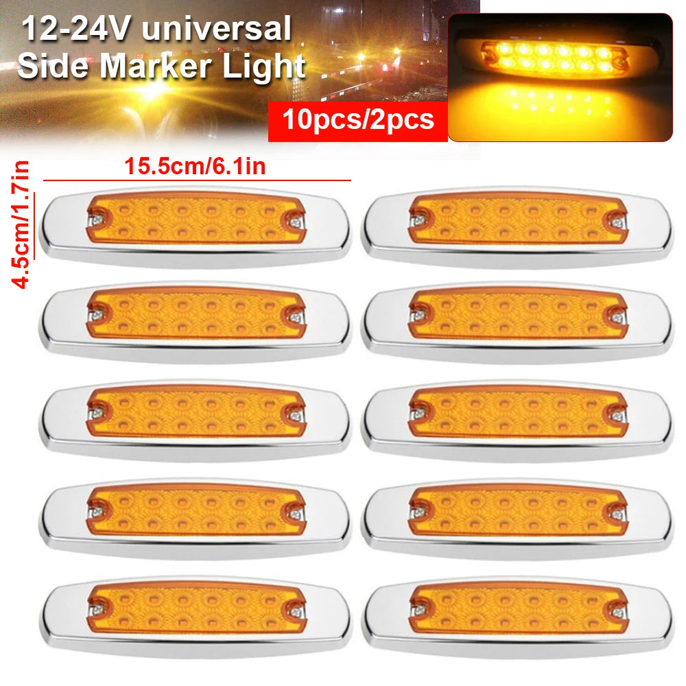 12/24V Auto Trucks Side Marker Light Front/Rear Trailer Turn Signal Light Indicator Light Rear Lights Car Yellow Led Lamp