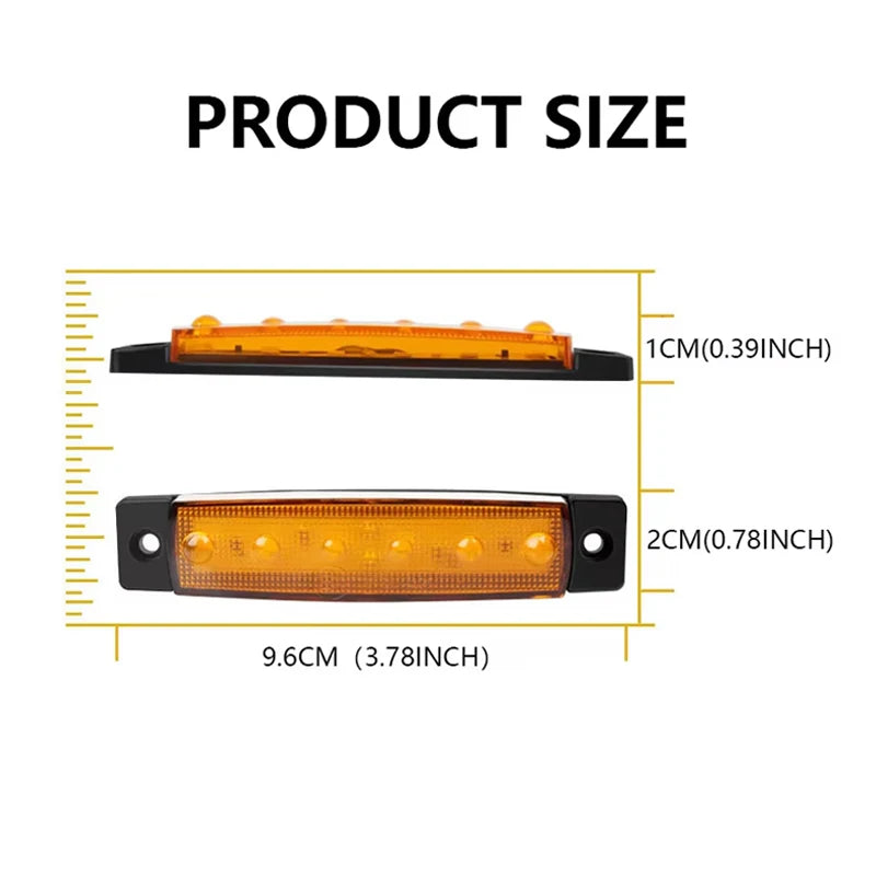 2Pcs Truck Led Side Light 12/24V For Car Auto Truck Lorry Trailer Side Marker Indicators Turn Signal Lights Tail Warning Lamp
