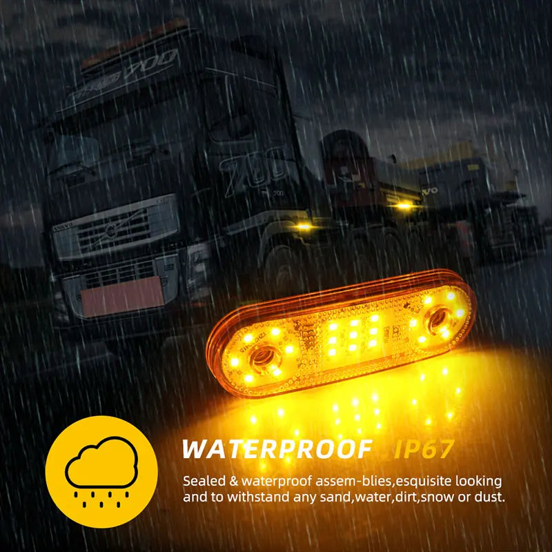 2pcs Flashing Light Truck Side Signal Lamp Strobe light Warning lights beacon lamp 12v 24v LED indicator light truck Taillight