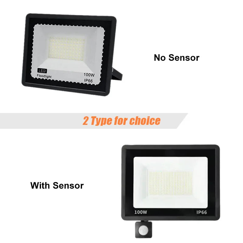 LED Floodlight PIR Motion Sensor Outdoor LED Spotlight100W 50W 30W 20W 10W IP66 Waterproof Wall Light Street Light For Garden