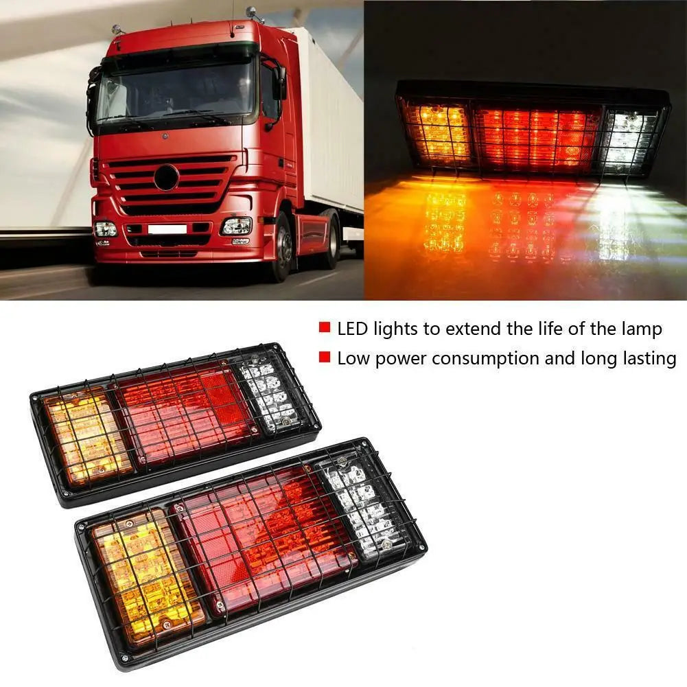 2 PCS Waterproof 12V 24V Truck LED Tail Light Rear Lamp Stop Reverse Safety Indicator for Trailer Truck Car Taillights
