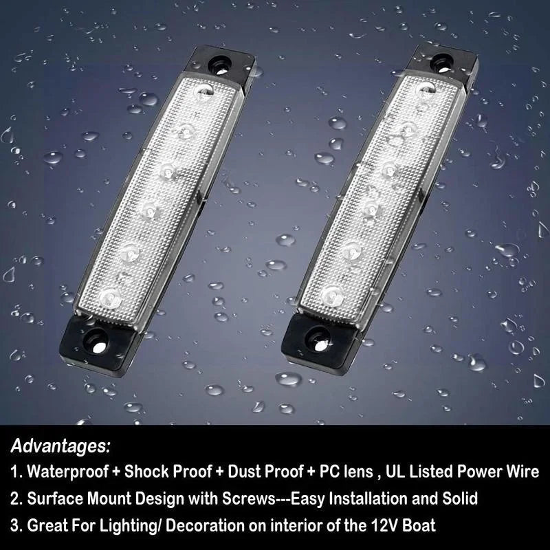 2/5/10pcs 12V 24V 6 LED Car External Lights Side Marker Indicator Warning Trailer Light Car Bus Truck Lorry Car light indicator