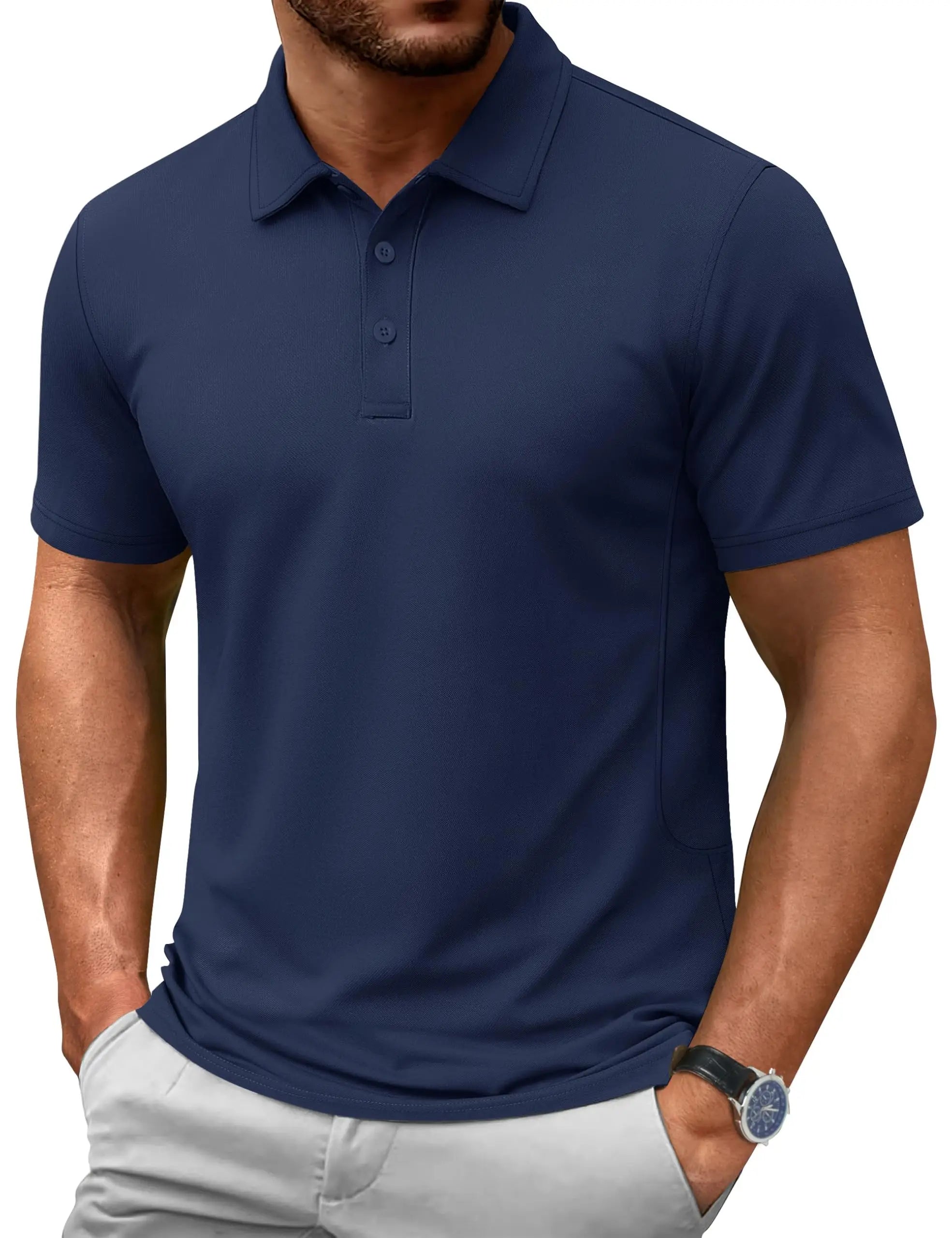 TACVASEN Summer 72% Cotton Polos T-shirts Mens Breathable Golf Polo T-Shirt Active Sport Hiking Tee shirts Casual Work Tops Male