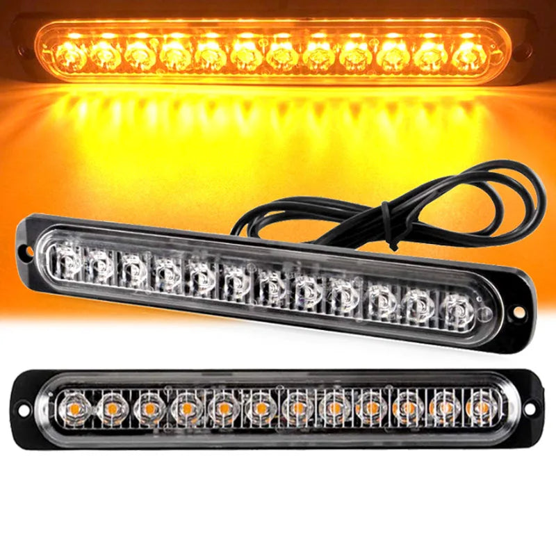 12 LED Strobe Warning Light  Police Lights Tail Lamp Led Side light 18 Flashing Modes for Car Truck Light 12V 24V White Yellow