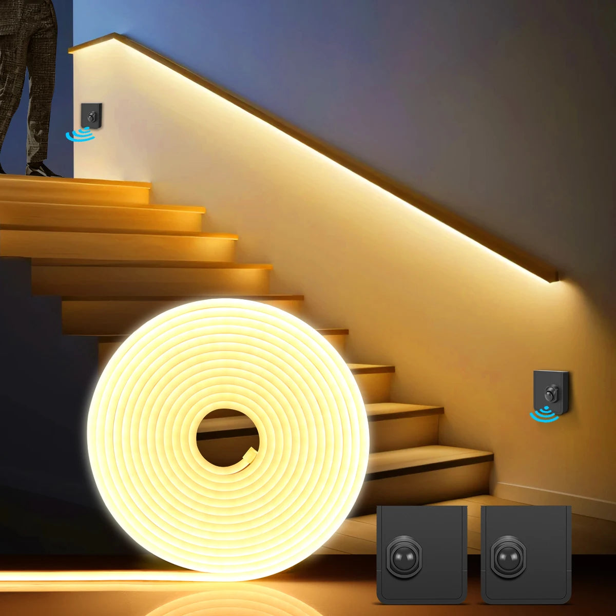 Motion Touch Sensor Neon LED Lights Wireless ON/OFF Smart Switch LED Strip Night Light AC110v 220v to dc 24V LED Stair Lights