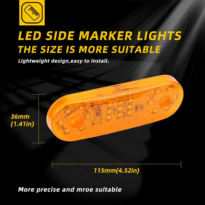 2pcs Flashing Light Truck Side Signal Lamp Strobe light Warning lights beacon lamp 12v 24v LED indicator light truck Taillight