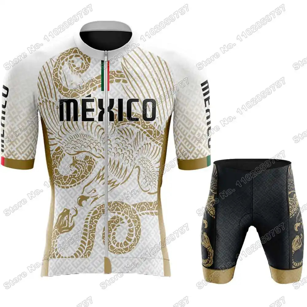 2026 Mexico Cycling Jersey Set The United Mexican States Cycling Clothing Mexican national emblem Eagle and Snake Road Bike Suit