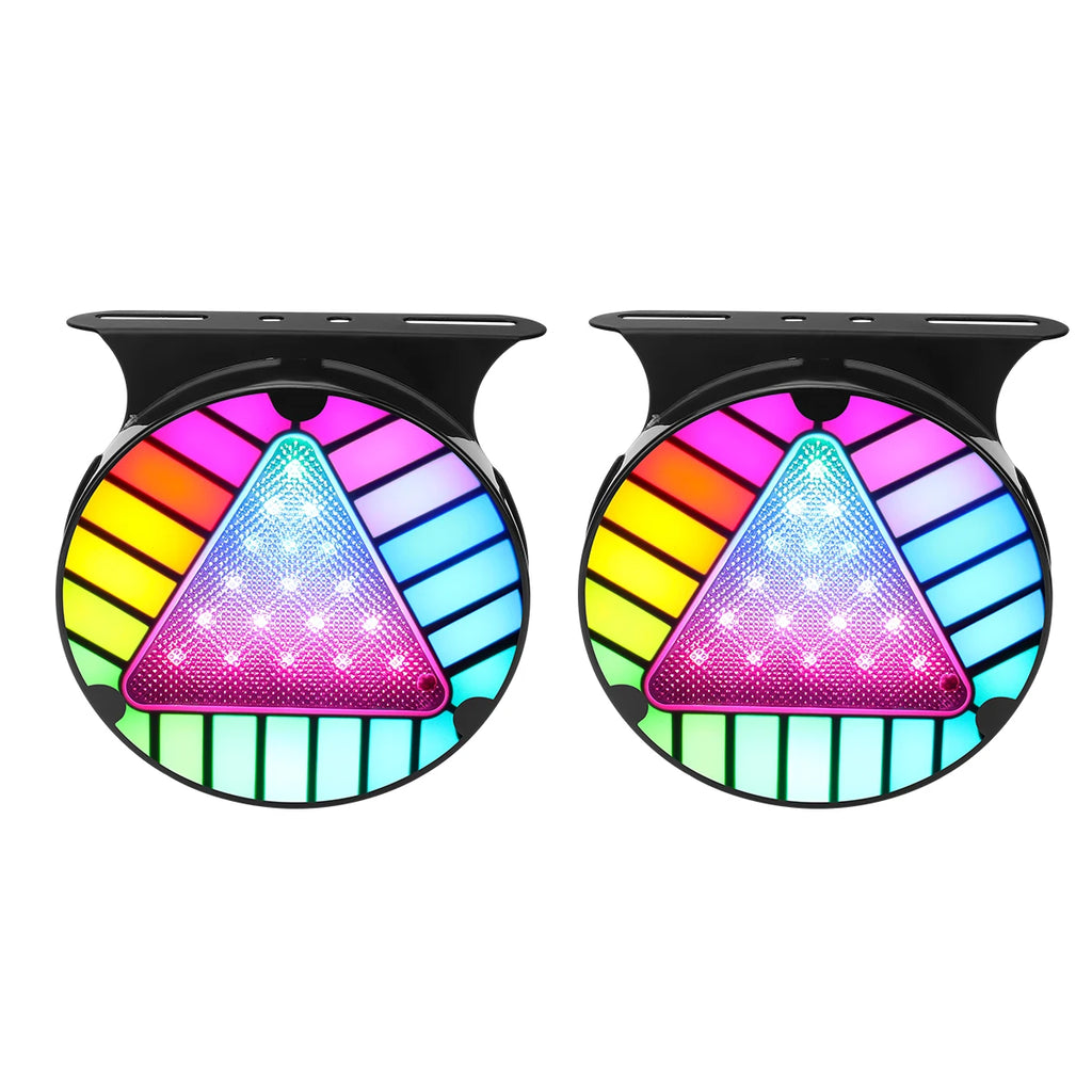 1/2pcs Truck Strobe Warning Light RGB Round/Triangle LED Tail Brake Lamp Rear Safety Flashing Signal Lamps Brake Flashing Light