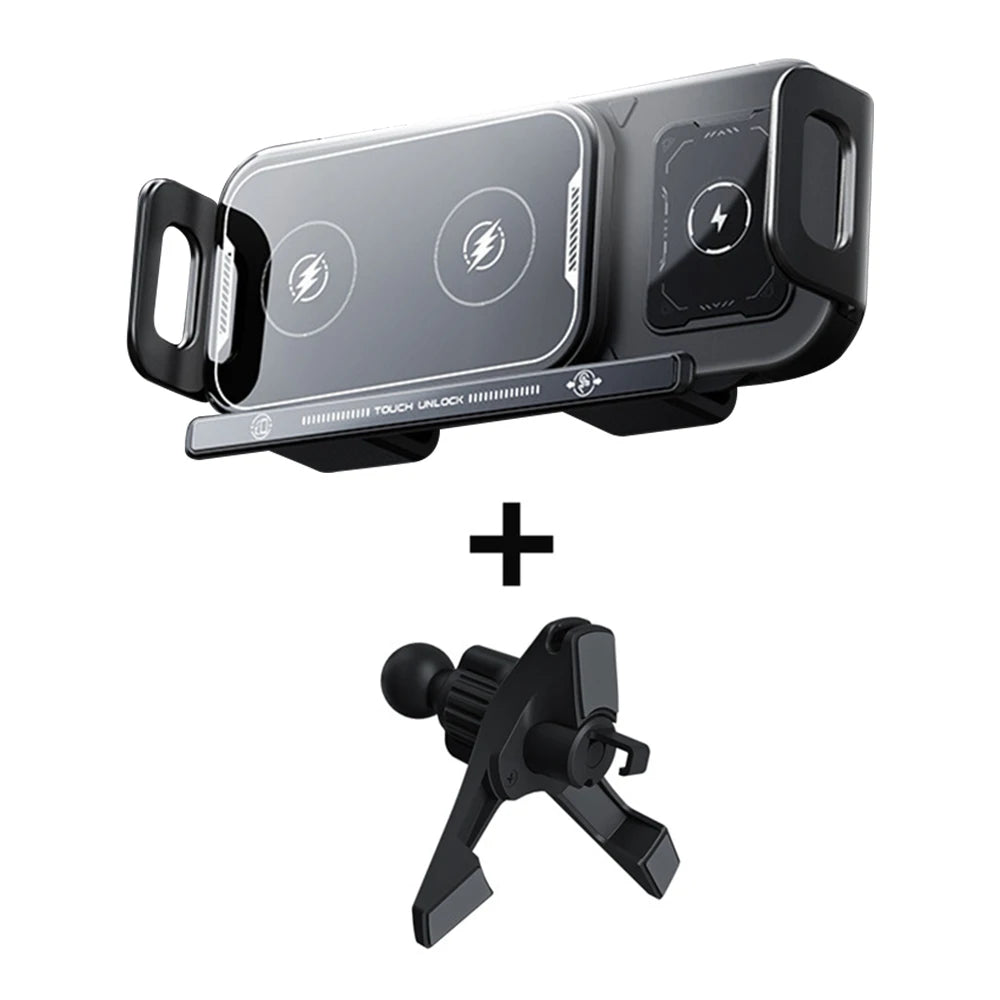 New Universal Phone Holder Car Wireless Charger Mobile Phone Holder Mount Intelligent Induction Electric Rotation Charging Stand