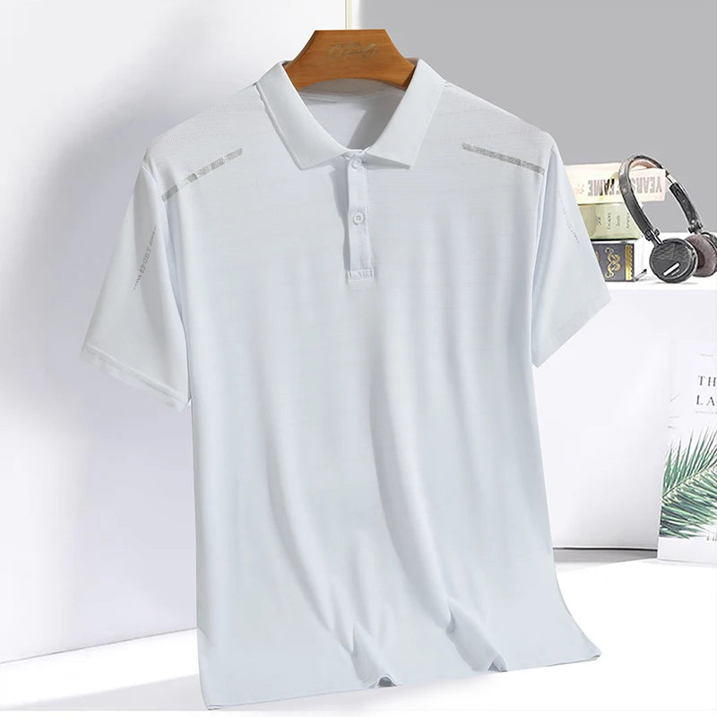 Men's Ice Silk Polo Shirt — Quick-Dry Breathable Sports T-Shirt