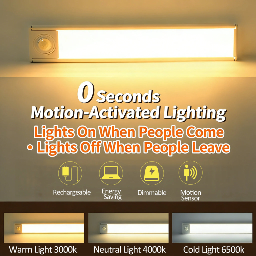 LED Lights Motion Sensor Cabinet Lights Dimmable Touch LED Night Light Rechargeable Tube Light 3 Colors Night Lamp For Kids Gift