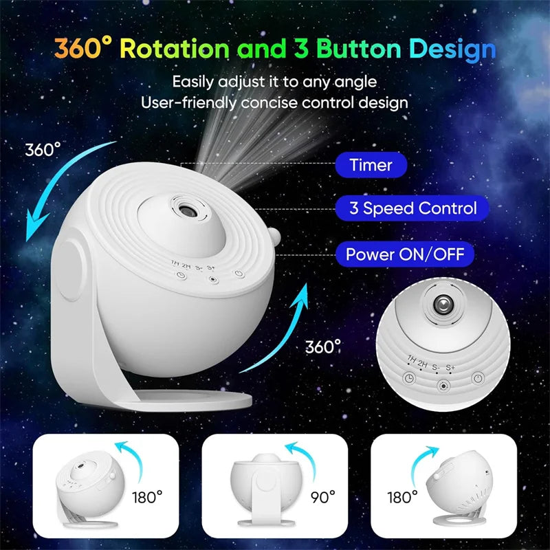 LED Galaxy Projector Night Light — 360° Rotating Planetarium Lamp