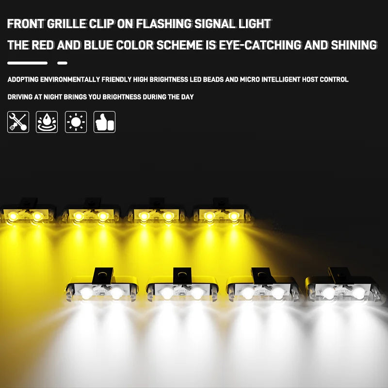 8 in 1 LED Emergency Strobe Lights For Truck Vehicle Warning Flashing Caution Light Grilles DRL Police Wireless Remote Control