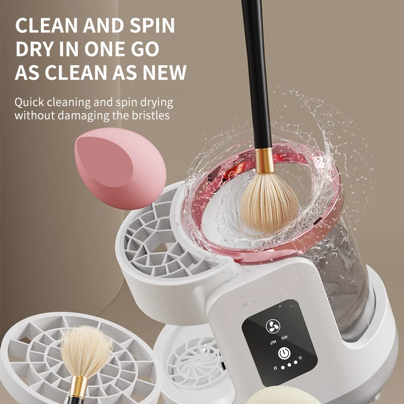 USB Electric Makeup Brush Cleaner 3-in-1 with Automatic Quick-Drying Support Device - Makeup Brush Cleaning And Drying Book Tool
