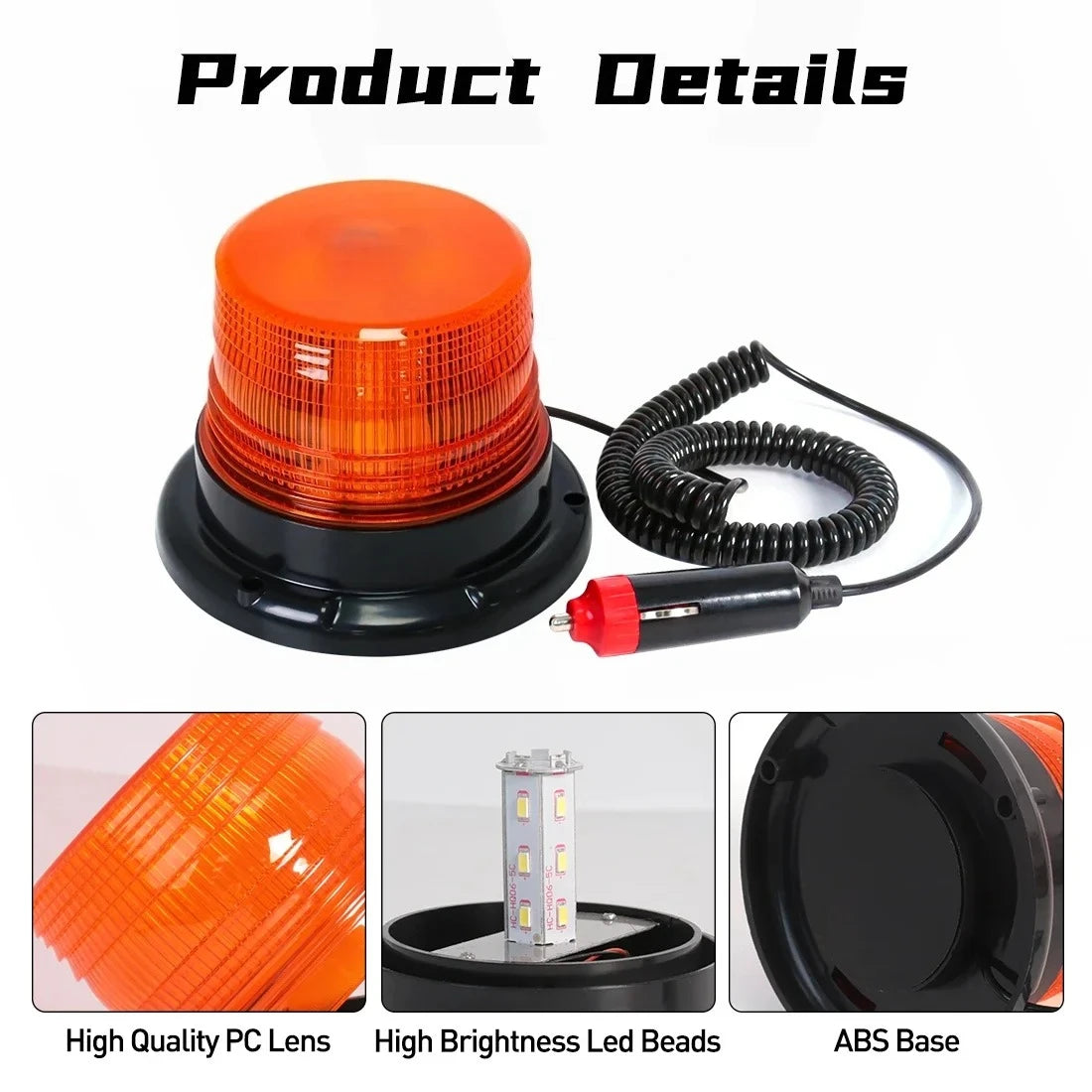 LED Car Truck Roof Top Warning Light Strobe Light Emergency Light Flashing Beacon With Magnetic Base For Security Auto 12V-80V