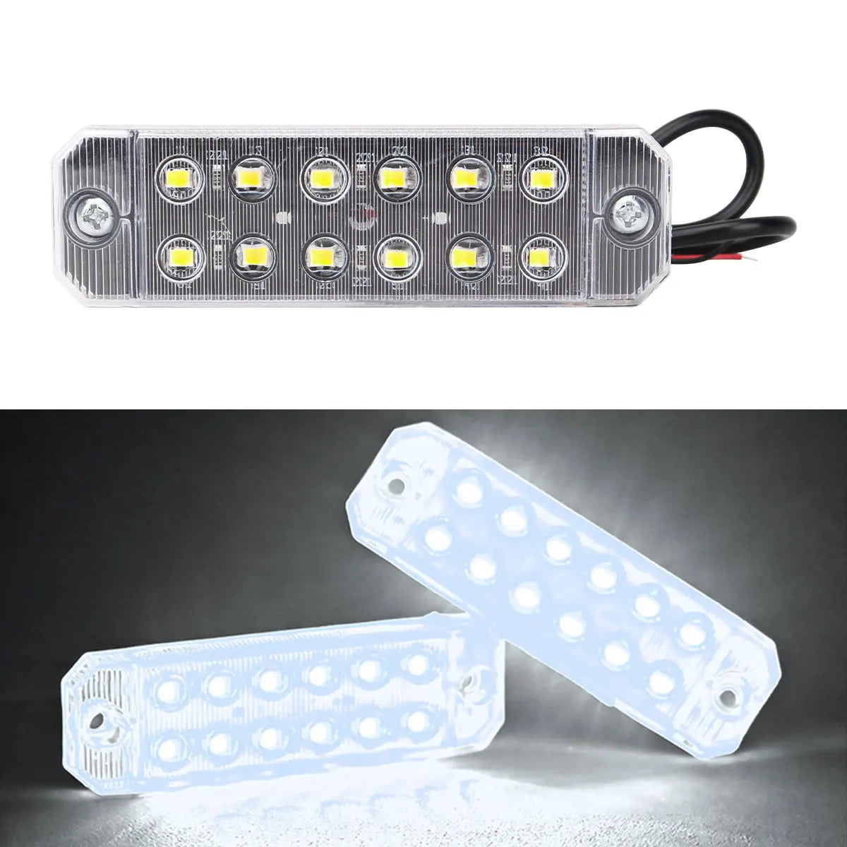 4PCS 12V 24V Truck LED Side Marker Light 12 SMD Car Emergency Strobe Warning Light Indicator Signal Light Rear Taillight