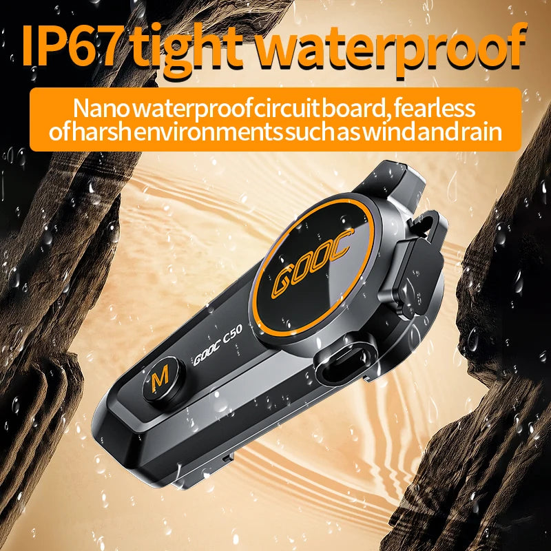 3D Surround Heavy Bass Motorcycle Helmet Headset Stereo Bluetooth Hands Free Call IPX7 Waterproof With Tri-Color Ambient Light