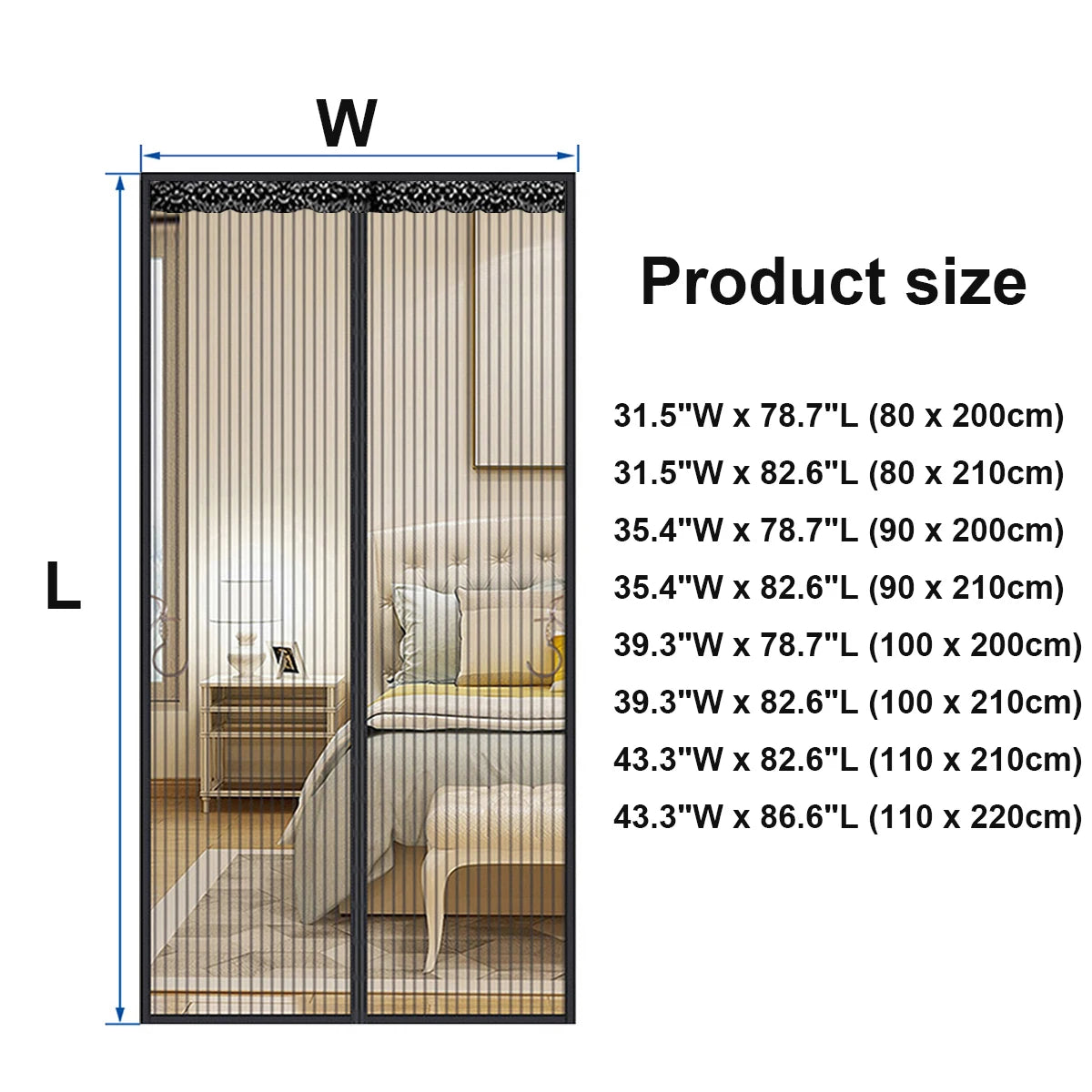 Magnetic Screen Door Curtain, Insect-Proof Mesh Door Curtain, Magnetic Sealing Device for Windows and Doors - Black