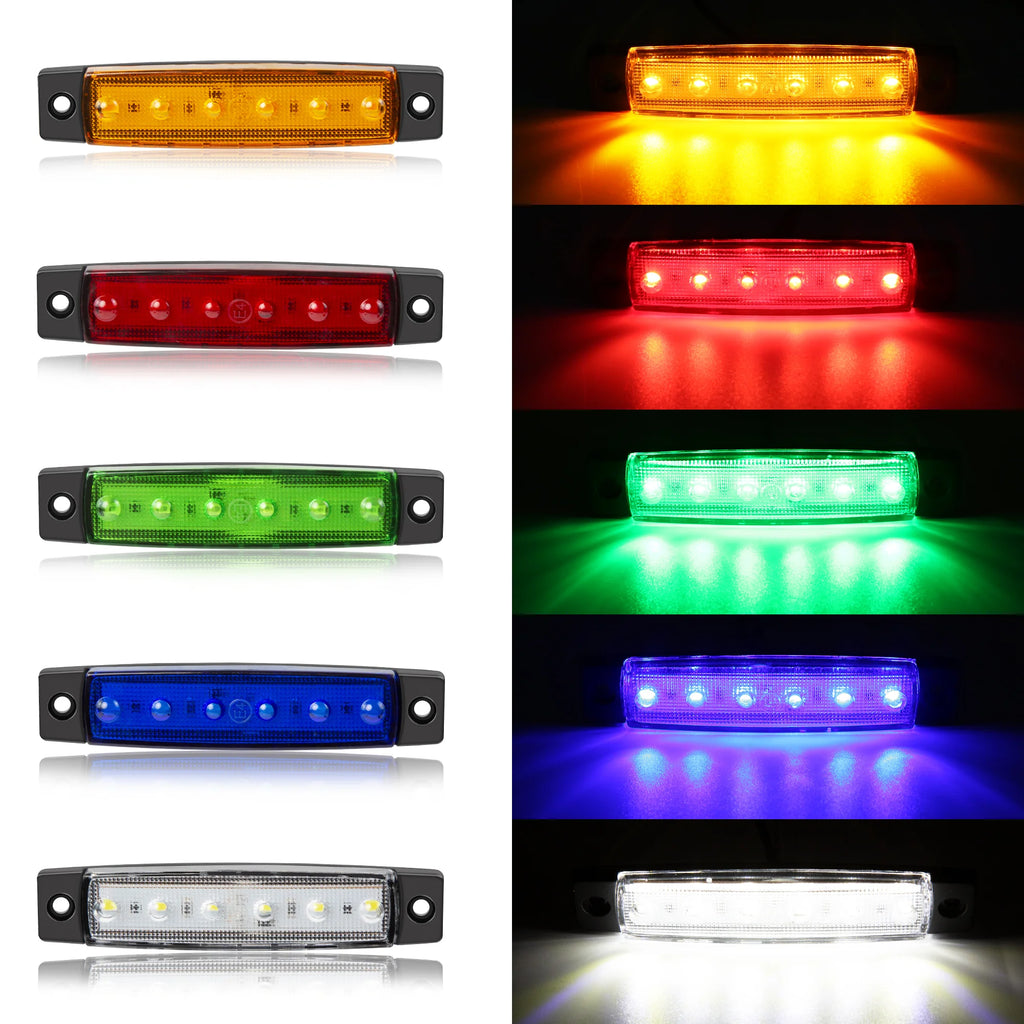 10PCS 12V-24V Led Side Marker Indicator Car Lights Front Rear for Trucks Cab RV Trailer  Amber/Red/White/Green/Blue