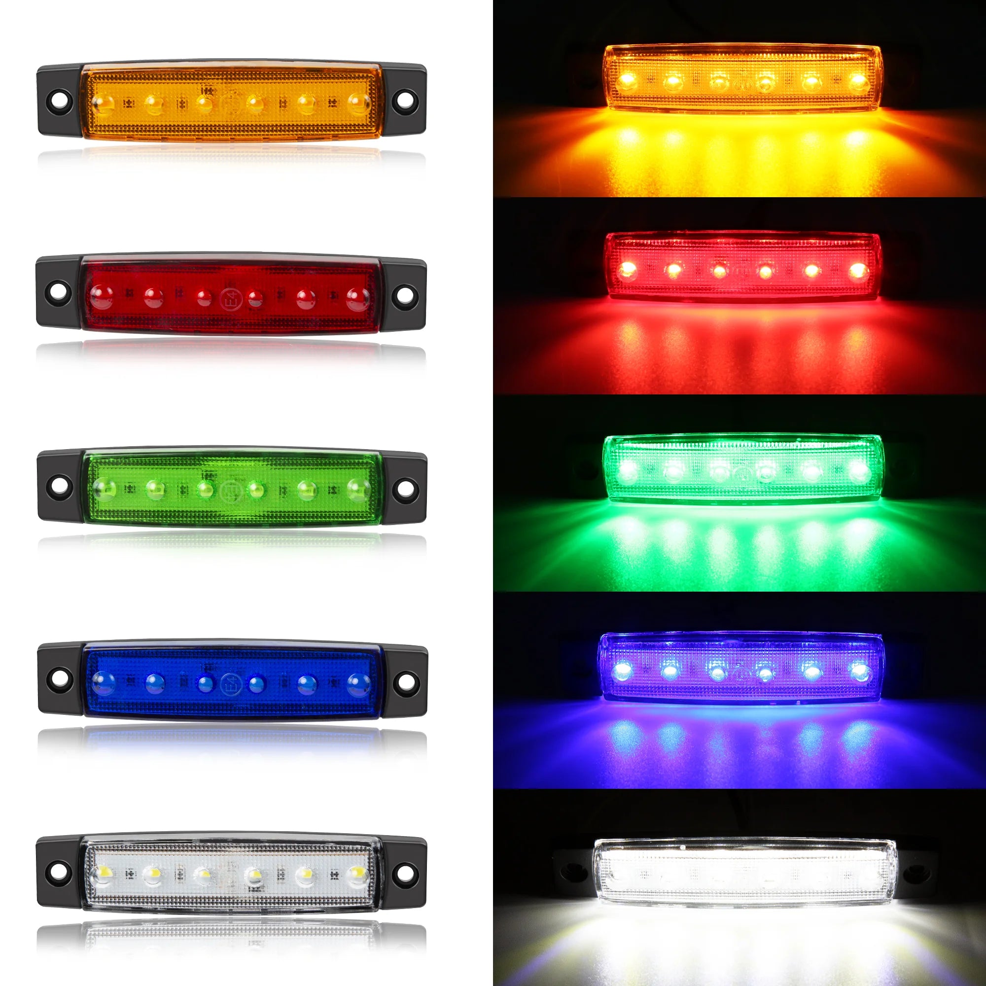 10PCS 12V-24V Led Side Marker Indicator Car Lights Front Rear for Trucks Cab RV Trailer  Amber/Red/White/Green/Blue