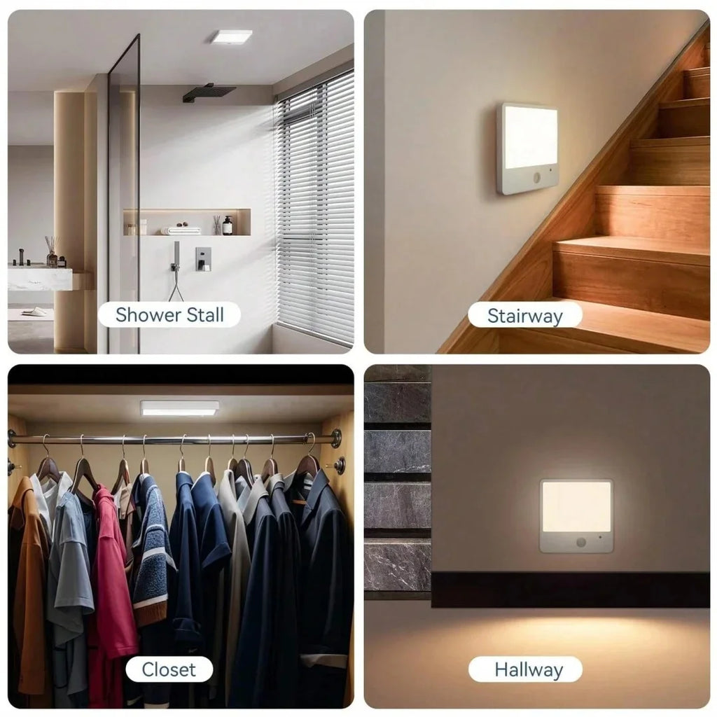 Cordless LED Motion Sensor Night Light, 4000mAh USB Rechargeable LED Light with Remote Control, Smart Sensor Light for Stair Cab