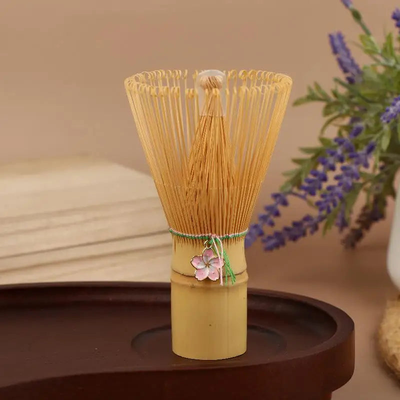 Kitchen Accessories Tea Tool With Cherry Blossom PendantJapanese Ceremony Bamboo Chasen Matcha Green Tea Powder Whisk Tea Brush