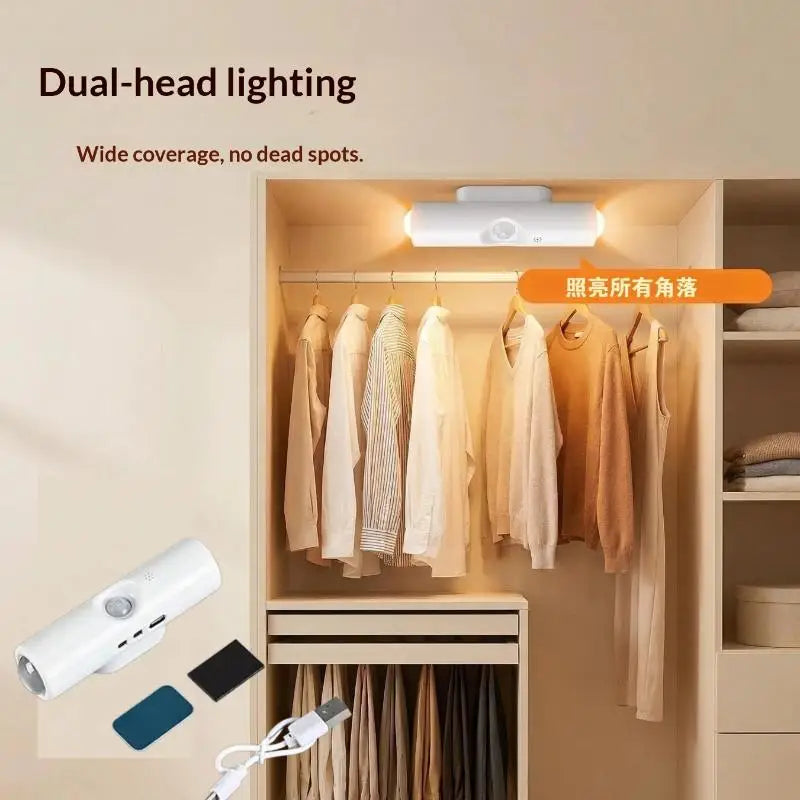 LED Motion Sensor Magnetic Wall Lamp Rechargeable for Night Ambient Illumination