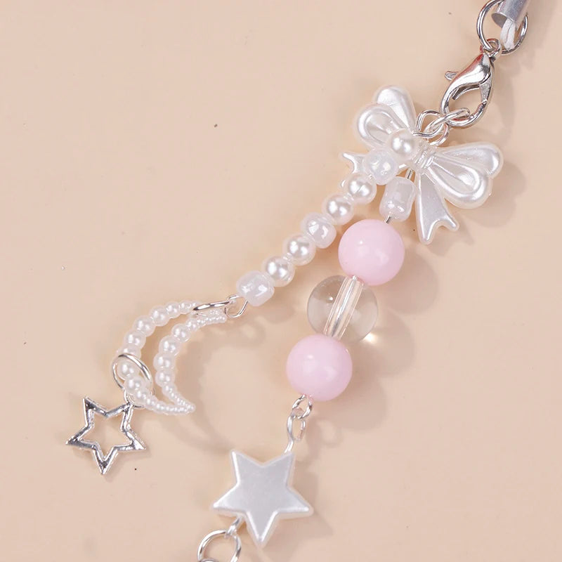Creative Beaded Delicate Cell Phone Pendant Hanging Chain Sweet Y2K Phone Case Headset Backpack Accessories Gift